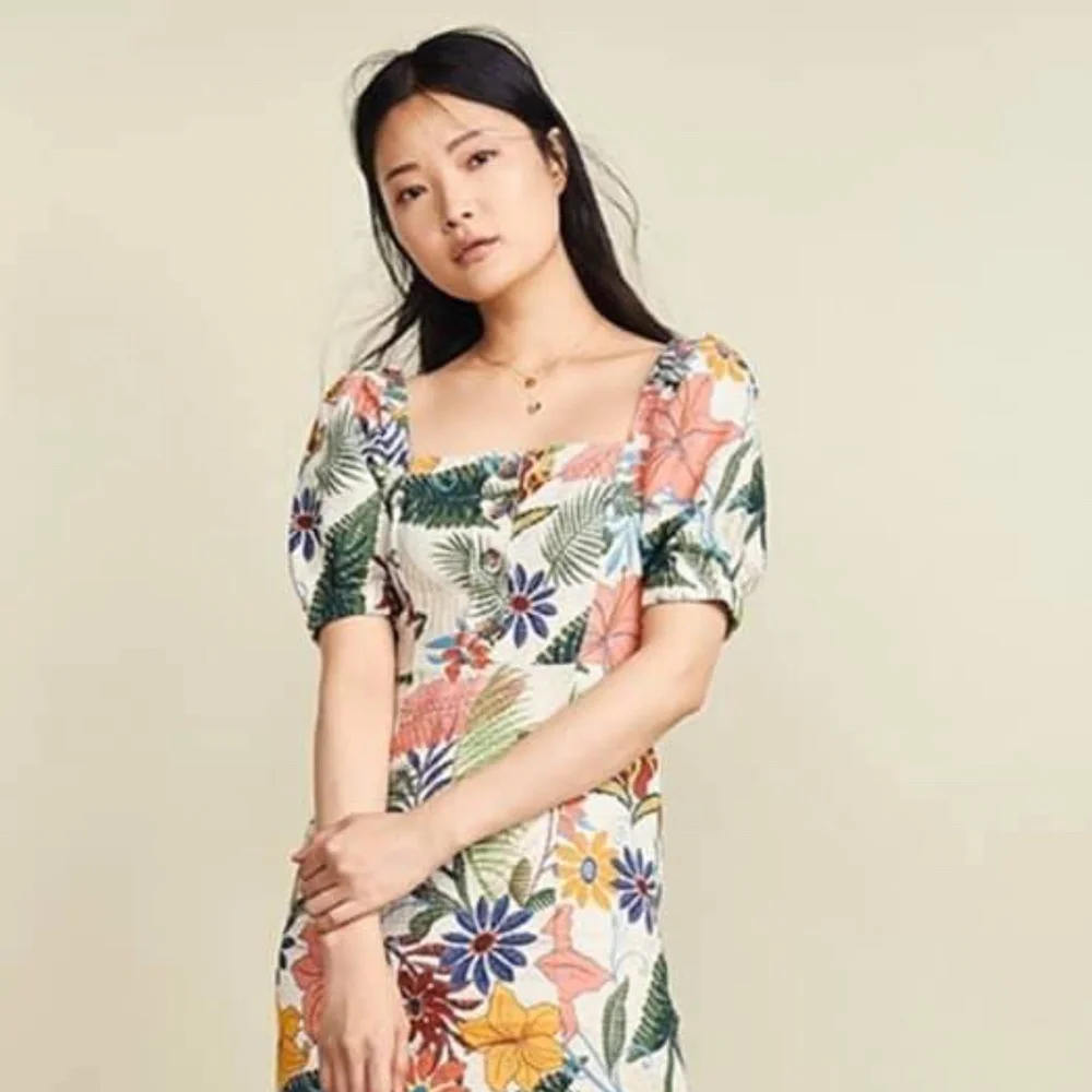 FARM RIO Vintage Garden Midi Puffed Sleeve Dress - Picture 1 of 5
